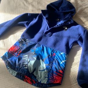 North Face Red and Blue Snap Fleece Hoodie